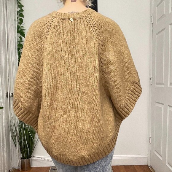 Michael Kors Ribbed Knit Poncho Sweater Size XS Brown - Picture 4 of 5